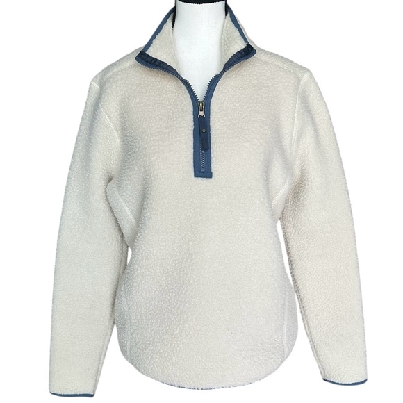 Avalanche Tops - Avalanche Women's Ivory 1/4‎ Zip Fleece Berber Pullover With Pockets - M